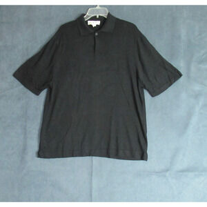 Vintage Pronto-Uomo Firenze Sweater Mens Large Black Knit Polo 90s Made in Italy